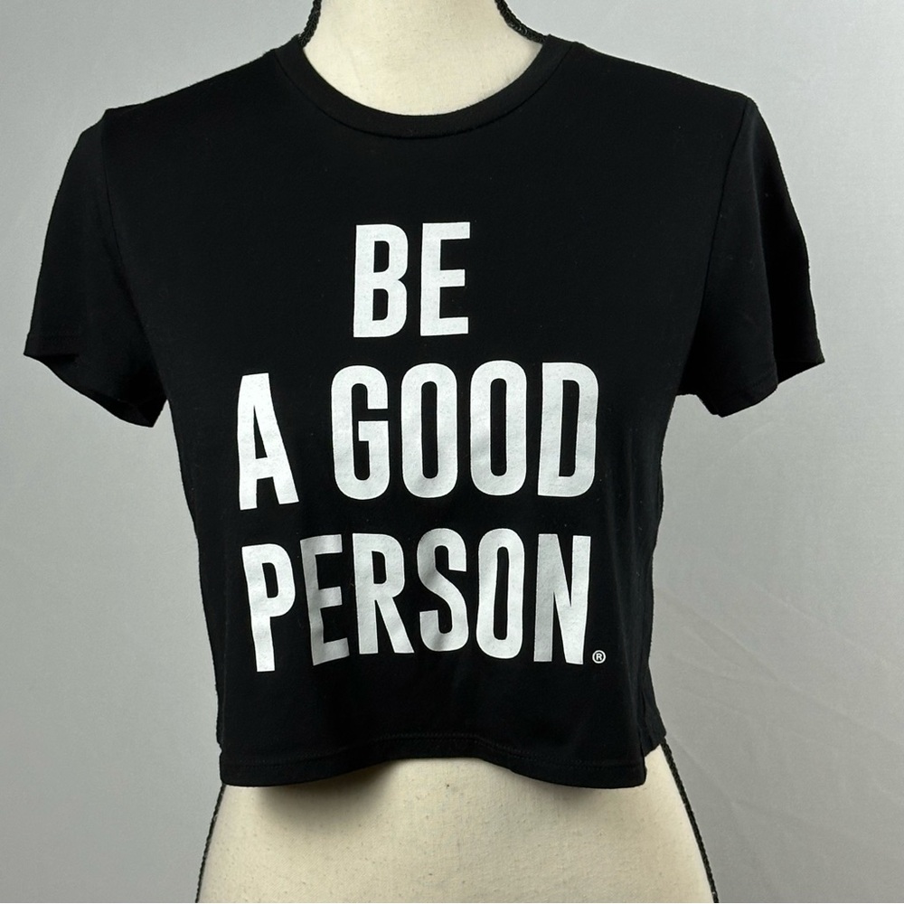 BE A GOOD PERSON black signature crop top - size small